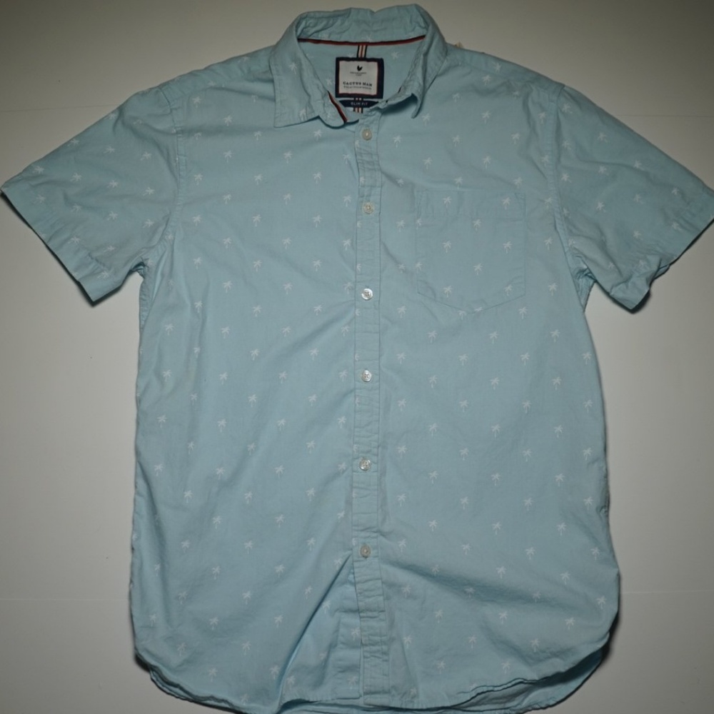 Cactus Man Mens Slim Fit Short Sleeve Button Down
